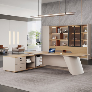 Scrivania Direzionale Moderna di Lusso in Legno con Mobile Laterale e Libreria per <span class=keywords><strong>Ufficio</strong></span> Aziendale - Product Image 5