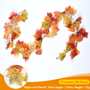 Guirlande de feuilles d'érable artificielles en soie de 245 cm, 36 feuilles, pour décoration d'automne, réaliste et naturelle, pour extérieur, remise de diplôme, fête des pères - Product Image 5