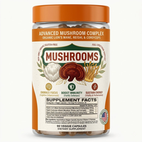 Mélange de capsules de 500 mg de Crinière de lion, Cordyceps et Reishi pour le soutien immunitaire, la santé cognitive et l'énergie physique