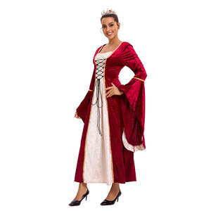Women's Medieval <b>Velvet</b> <b>Dress</b> <b>Plus</b> <b>Size</b> S-5XL Retro Flared Sleeve Stage Performance Costume European American Style - Product Image 4