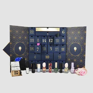 Nuova scatola regalo con conto alla rovescia in cartone su misura scatola di imballaggio essenziale Set di cosmetici calendario dell'avvento di bellezza