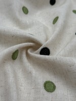 Ensemble robe et jupe pour enfants en tissu jacquard léger brodé à pois verts, mélange lin-rayonne