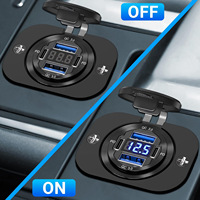 Dual QC3.0 + Dual PD 60W Soket USB Aluminium 12-24V Voltmeter LED untuk Truk ATV UTV Kapal Laut SUV Karavan
