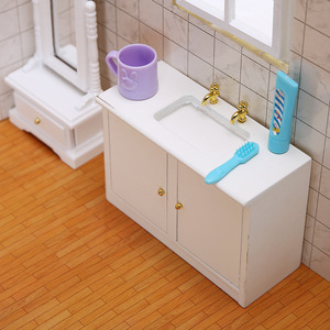 1:12 escala DIY madera Micro-Food Play baño fregadero casa de muñecas modelo accesorios escena - Product Image 2