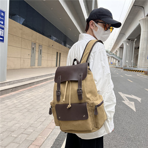 High Quality Retro Men's Large Capacity <b>Canvas</b> Bag Casual School Bag Business Trip Laptop <b>Backpack</b> Bag for Men - Product Image 6