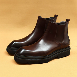 Nuevos botines de cuero genuino para hombre, lavables, con suela Goodyear, estilo retro, Amekaki, calzado de trabajo con cordones. - Product Image 3