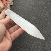 Selenite naturelle, pointe unique, baguette ronde, cristal pour décoration intérieure, cadeau de collection **Sous-titre:** Pointe unique polie