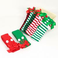 Chaussettes de Noël pour femmes, chaussettes longues à rayures de Noël, respirantes, chaudes, au-dessus du genou