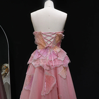 Robe de soirée rose Lsz749, coupe trapèze, fleurs 3D, perles de cristal, sans bretelles, drapée, robes de soirée formelles pour femmes, Jancember