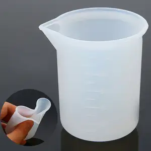 100毫升一次性硅胶量杯Diy手工制作工具，带有用于环氧树脂的水垢树脂混合杯，铸造模具，