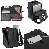Sac à dos pour ordinateur portable Oxford unisexe personnalisable, prêt à être expédié, extensible, imperméable, sac de voyage d'affaires, fermeture à glissière, port USB