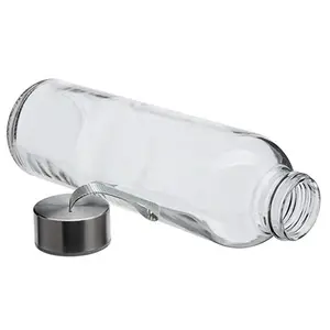 Garrafa de Água de Vidro Transparente Reutilizável de 300ml 500ml 750ml, Garrafa de Água de Vidro Borossilicato Personalizada com Tampas - Product Image 5