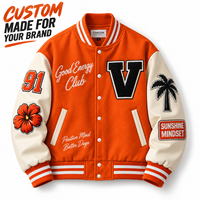 Nouvelle veste universitaire bicolore personnalisée avec broderie en chenille épaisse, corps en laine rétro, manches en cuir, veste de style Letterman, fabrication en usine