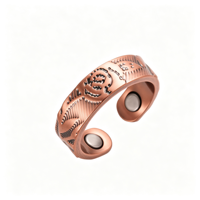 Vente en gros de bracelets et bagues en cuivre pur gravés avec des feuilles de rose, style vintage, oxydé, bohème, bracelet ouvert pour femmes
