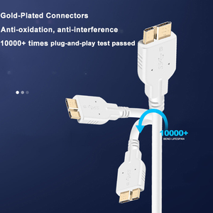 Cable USB 3.0 <span class=keywords><strong>Micro</strong></span> B de 3 Metros (10 Pies) con Transferencia de Datos de 5 Gbps para Disco Duro Externo, Cable USB 3.0 a <span class=keywords><strong>Micro</strong></span> B Dorado y Resistente, Color Blanco - Product Image 3