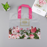 Sac de shopping transparent multi-usages avec logo personnalisé, poignée en boucle réutilisable, sac en plastique