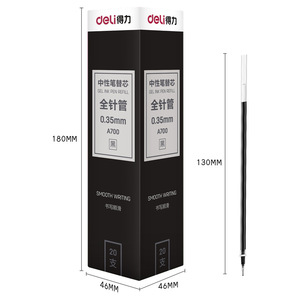 Deli A700 Gel <b>Pen</b> <b>Refill</b> 0.35mm Black Full Needle 20pcs Smooth Writing Office School Use - Product Image 1