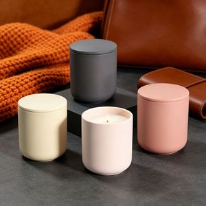 Porte-bougie cylindrique en céramique, décoration d'intérieur écologique, beige blanc, Bz, impression typographique artisanale, Noël - Product Image 2