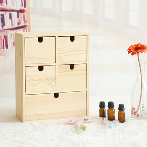 Wooden Desktop <b>Storage</b> <b>Box</b> <b>Drawer</b> Style Multi Compartment Jewelry Organizer Essential Oil <b>Box</b> Natural Wood Color Rectangle - Product Image 1