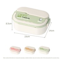 Boîte à lunch bento en acier inoxydable à 2 compartiments, portable avec poignée, pour préparation de repas, avec baguettes et cuillère, pour bureau, école, adultes et enfants