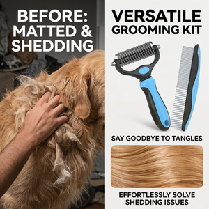 Double-Sided Pet Grooming Tool - <strong>Undercoat</strong> <strong>Rake</strong> &amp; Deshedding Comb for Dogs Cats - Effective Dematting Hair Removal Brush - Product Image 3