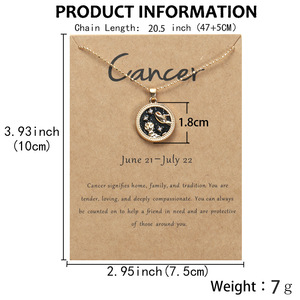 Collar de 12 constelaciones para mujer <span class=keywords><strong>y</strong></span> hombre, cadena de Color dorado, signo del zodiaco, colgante redondo, joyería para <span class=keywords><strong>pareja</strong></span>, regalo de cumpleaños - Product Image 6