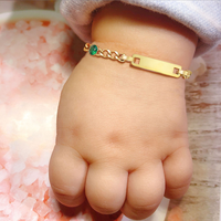 Bracelet pour enfants en acier inoxydable populaire avec douze pierres de naissance en zircon, bracelet personnalisé plaqué or 18 carats de haute qualité