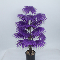 Nouvelle plante artificielle en pot en plastique, feuille de palmier artificielle éco-responsable, haute simulation, violet foncé, pour mariage et Noël