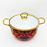 Casserole profonde en émail rouge Peltre de 16-28 cm, 2-6 L, ensemble de 7 ustensiles de cuisine, poignée en acier inoxydable, couvercle en verre, design luxueux, compatible four