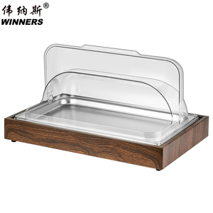 Plateau Alimentaire Froid <span class=keywords><strong>à</strong></span> Grain de Bois WINNERS en Acier Inoxydable pour Buffet, Présentoir <span class=keywords><strong>à</strong></span> Sashimi <span class=keywords><strong>avec</strong></span> <span class=keywords><strong>Couvercle</strong></span> pour Restaurant et Hôtel - Product Image 1