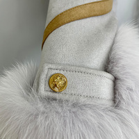 Veste d'hiver chaude gris clair à la mode pour femmes, manteau en daim véritable fourrure de renard haut de gamme pour femmes