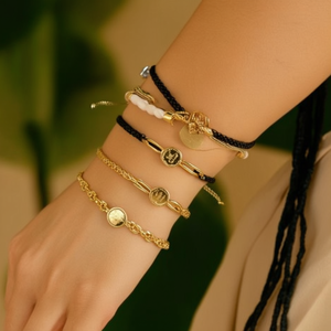 สร้อยข้อมือแฟชั่นสวยงาม ทำจากสแตนเลสสตีล 316L ชุบทอง PVD ทนทาน เป็นมิตรต่อสิ่งแวดล้อม ชุดเครื่องประดับสำหรับผู้หญิง - Product Image 3