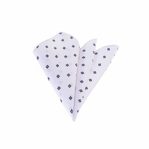 Pañuelo de cuello de bolsillo con diseño de algodón estampado blanco y azul para hombre - Product Image 2