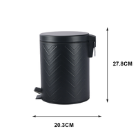 Poubelle noire à couvercle plat de 1,3 gallon, bac à déchets pour salon, petite poubelle de cuisine pour restaurant, poubelle intérieure
