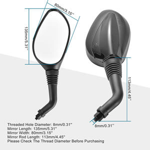 Rétroviseurs de remplacement GOOFIT 8 mm noirs pour scooter, cyclomoteur et <span class=keywords><strong>moto</strong></span> GY6 <span class=keywords><strong>50cc</strong></span> 125cc 150cc 250cc (paire) - Product Image 2