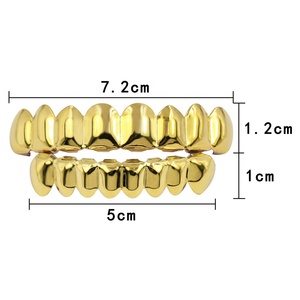 Nouveau HipHop or couleur dents grilles ensemble hommes femmes bijoux dentaires haut bas <span class=keywords><strong>dent</strong></span> bouche <span class=keywords><strong>Vampire</strong></span> dents Grillz Cosplay fête rappeur - Product Image 2