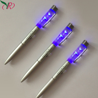 Stylos à bille liquides à LED avec flotteur 3D Stylos liquides flottants en métal avec lumière LED brillante pour les cadeaux de bienvenue