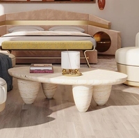 LANDIVIEW Einfaches Kreatives Design Lunarys Ovaler Mitteltisch Wohnzimmer OLIVER Italienischer Travertin Marmor Couchtische
