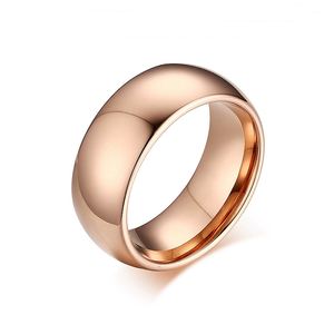 Minimalistische 18k vergulde verlovingsringen van metaal, blanco's voor belofte-ringen van wolfraam voor mannen. - Product Image 3