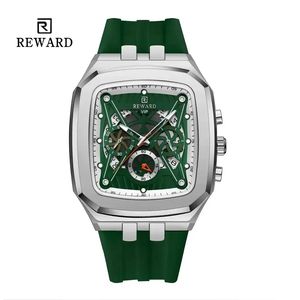 Montre à quartz pour homme REWARD 832260M, design rectangulaire tendance, calendrier, étanche, bracelet en silicone décontracté pour homme - Product Image 1