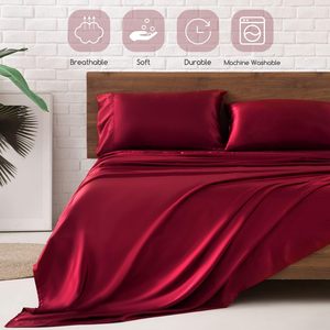 Ensemble de housse de couette en satin tissé 100% polyester, taies d'oreiller, literie douce de qualité supérieure, respectueuse de l'environnement - Product Image 2