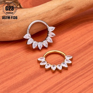 <span class=keywords><strong>Aro</strong></span> de Nariz Cerrado de Titanio con Circonita Cúbica, Simple y Elegante, ASTM F136, Anillo de Pezón de Lujo para Mujeres y Niñas, Joyería para <span class=keywords><strong>Piercing</strong></span> Corporal - Product Image 2