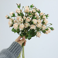 Bouquet de fleurs artificielles haut de gamme style Ins, 3 tiges, roses bulles, écologiques, semi-artisanales, pour hôtels et restaurants
