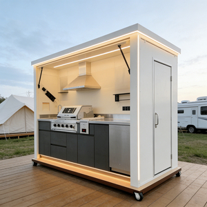Cocina Móvil de Acero de Estilo Contemporáneo para Exteriores con Fregadero y <span class=keywords><strong>Parrilla</strong></span>, Ecológica y Duradera para Apartamentos y Tiendas - Product Image 5
