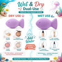 Éponge de maquillage JLY brevetée Tropical Fish, mélangeur cosmétique en mousse ultra-douce avec pointe de précision, éponge de maquillage couleur personnalisée