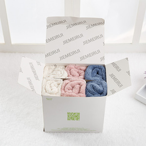 Jiemeirui Coral Fleece Hand Towels 6 Piece Gift <b>Box</b> Set Absorbent Face Towels For Wedding Couple <b>Present</b> - Product Image 2