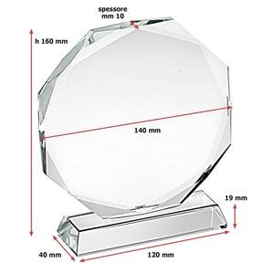 Trofeo Ottagonale con Stampa UV, Diametro 140mm, Materiale ABS, per Omaggi Fieristici e Regali di Benvenuto - Product Image 2
