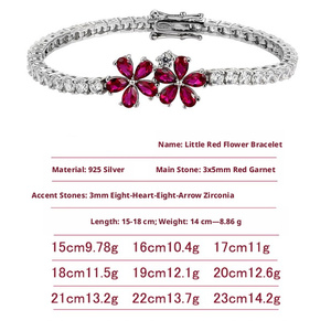 Bracelet tennis Daisy Ruby en argent sterling 925 avec fermoir à pression, protégé contre l'oxydation, bijou souvenir pour âmes sentimentales - Product Image 2