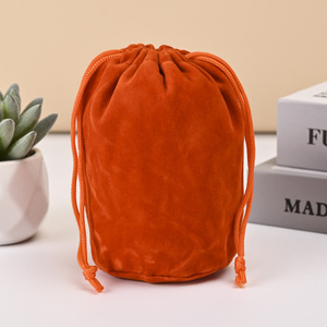 Custom Logo Round Bottom Drawstring Candle Bag for Gift Watch Gift Packaging Velvet <b>Pouch</b> - Product Image 2