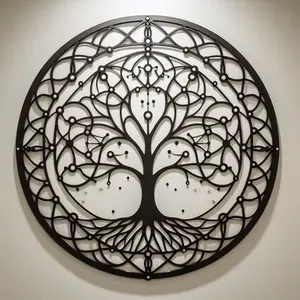 Tree Of Life Black Wall Art Metal Decor Tree Of Life Wall Hanging Home Decoration Iron Round Wall Decorations Customized Color